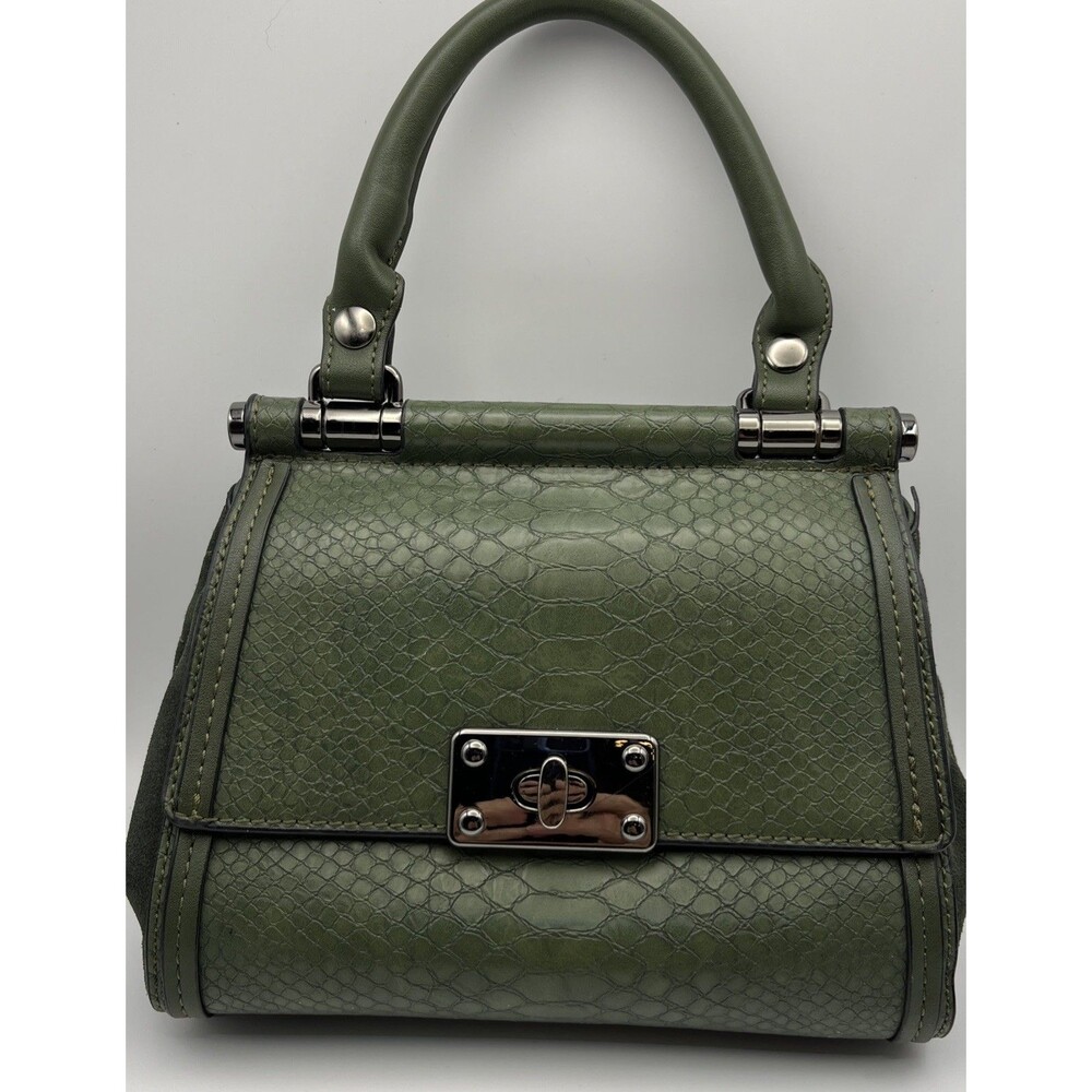 Simply Noelle avocado green Faux Snakeskin purse handbag with Silver accessories
